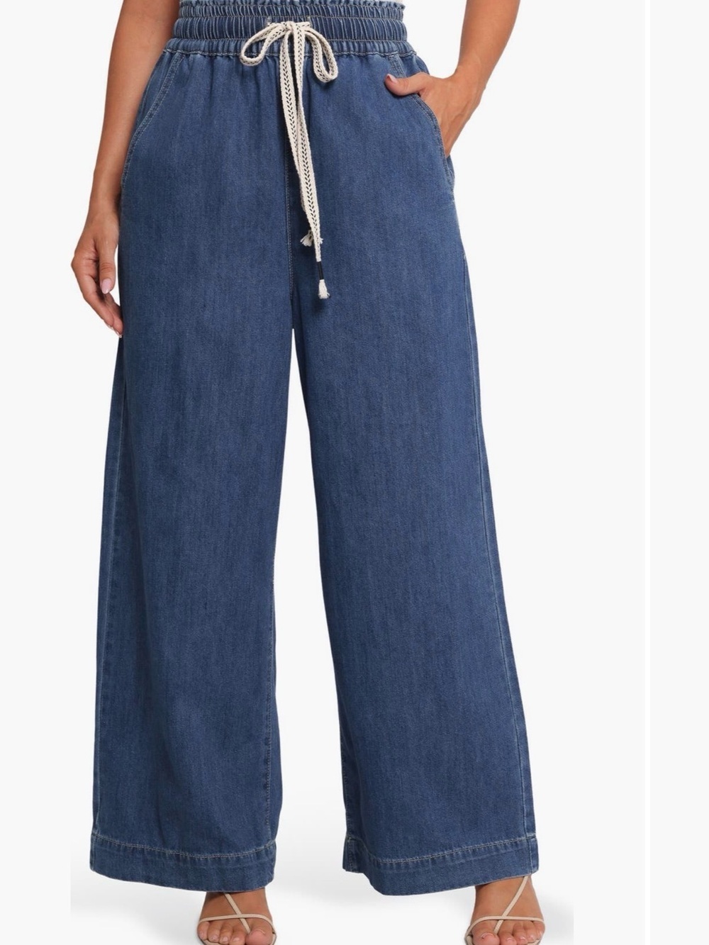 Petal & Pup Elastic Waist Wide Leg Jeans – Size Large